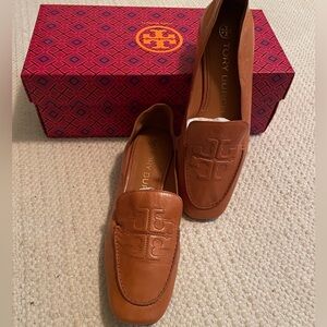 Tory Burch Aged Brown Ruby Quilted Logo Loafers
